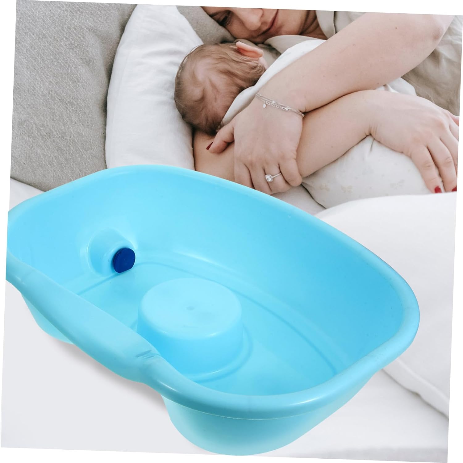 Ipetboom Portable Hair Washing Basin for Bedridden Inflatable Shampoo Bowl for Elderly and Pregnant Large Plastic Hair Washing Tray Neck Support for Home Use