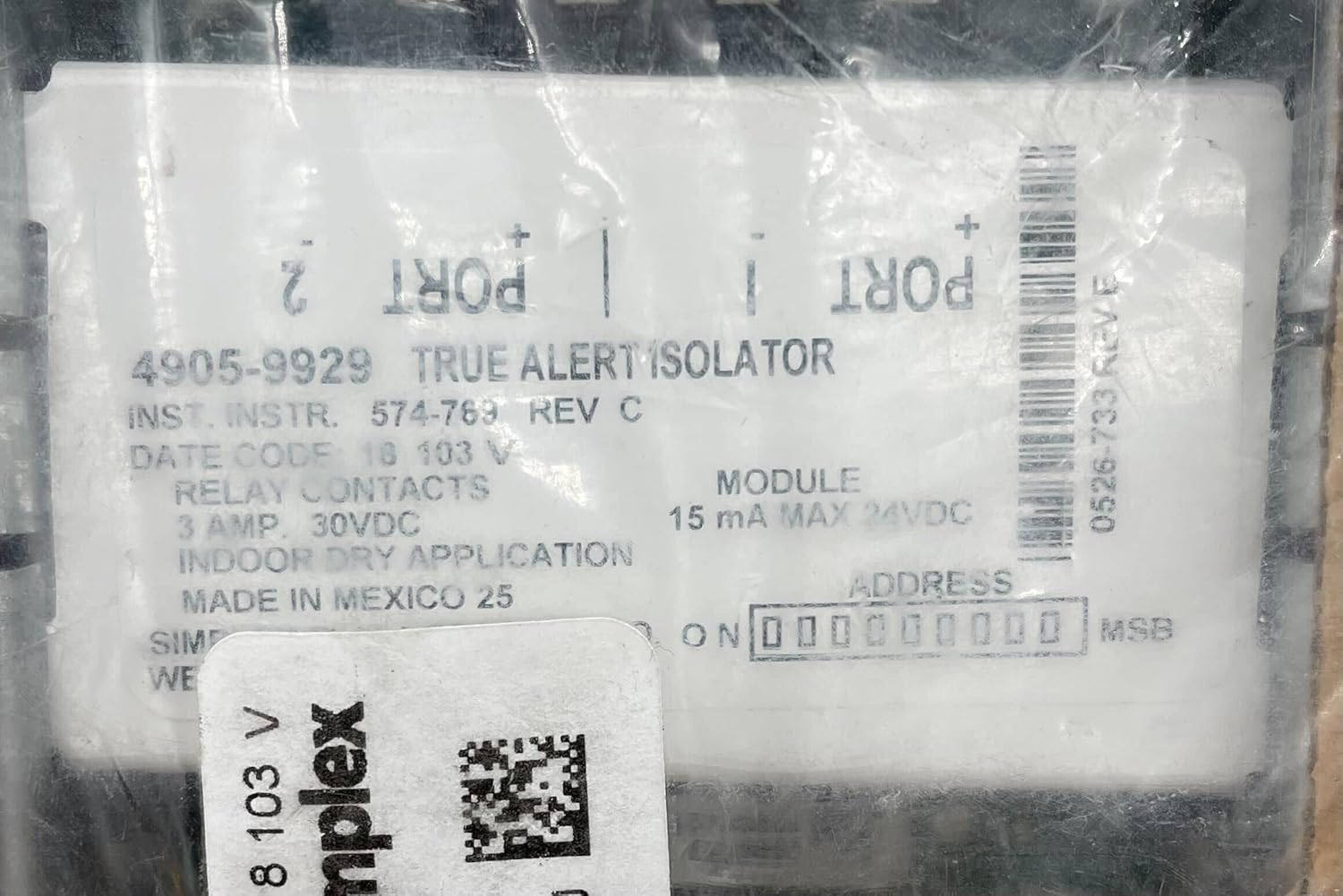 Simplex 4905-9929 TrueAlert Module Isolator