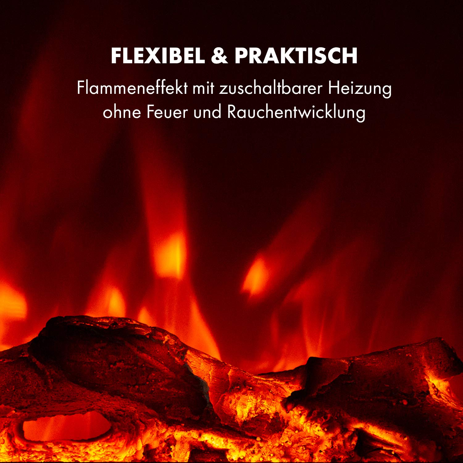 Klarstein Elektrokamin, Elektro Heizungen für Wohnzimmer & Innenräume, Elektrischer Kamin mit LED Flammen, mit Fernbedienung, Heizlüfter mit Timer, Einstellbarer Thermostat, 1600 W