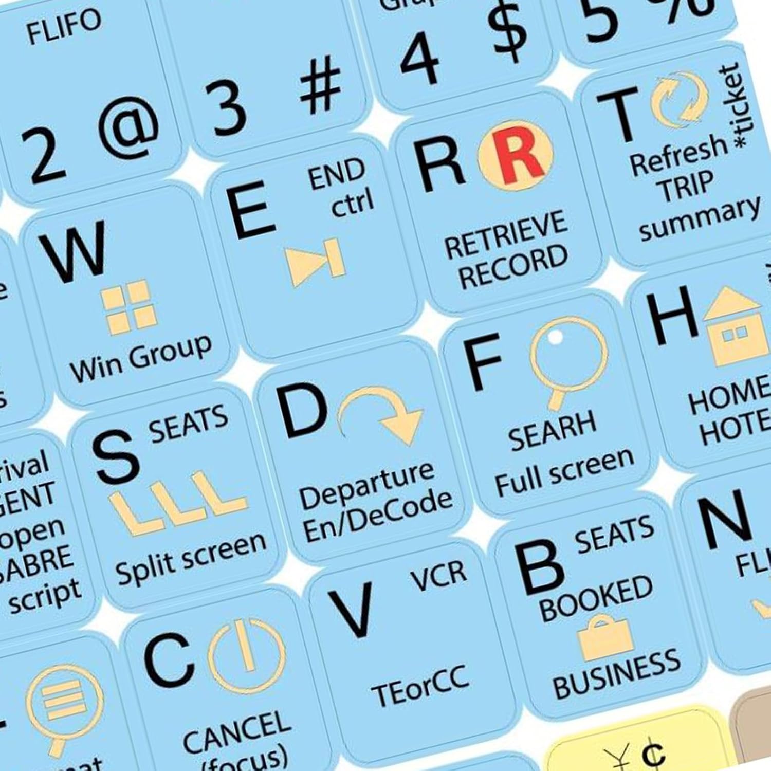 Sabre Travel Network - Keyboard Stickers Label Shortcut for Computer, Laptop, Notebook