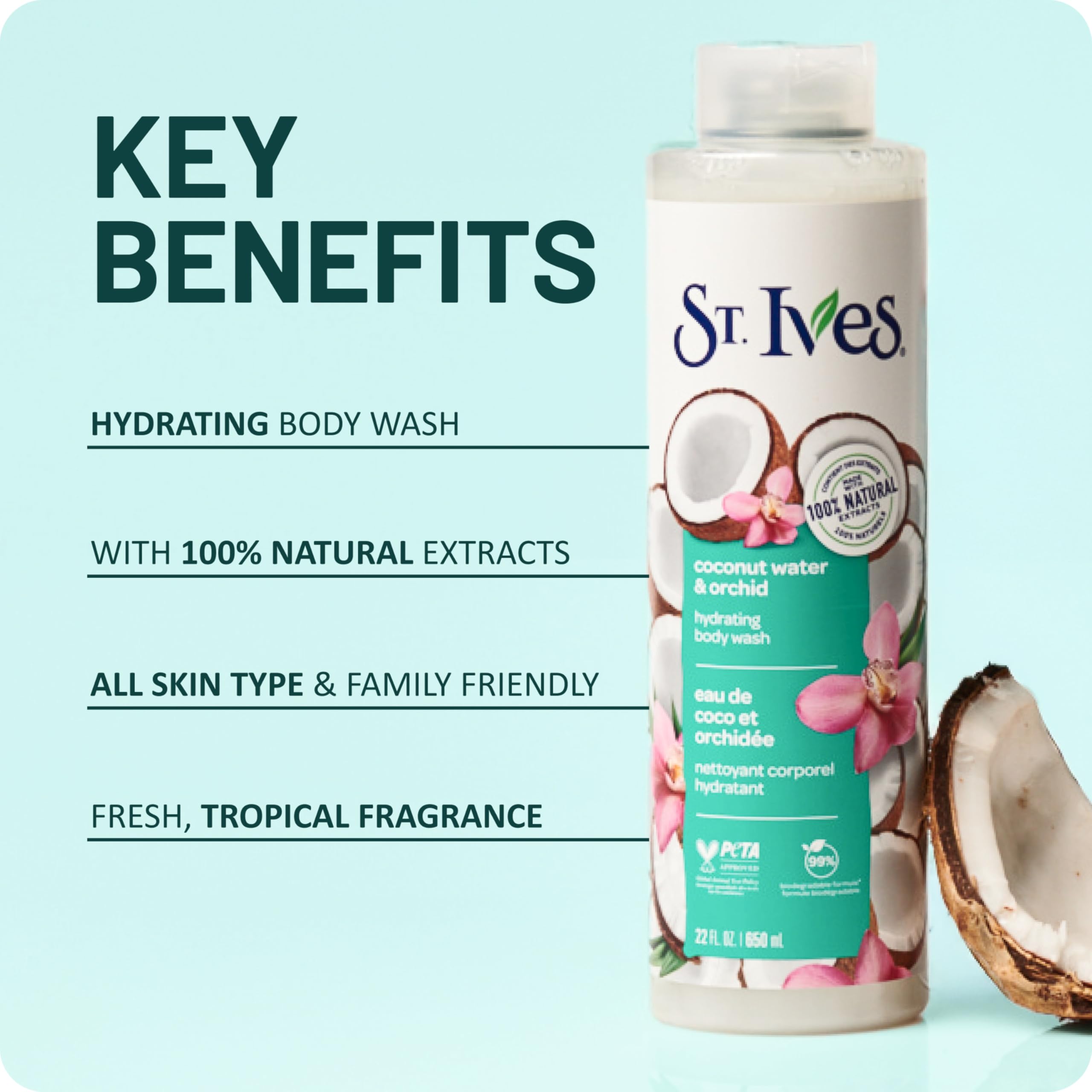 ST.Ives Hindistan Cevizi Suyu ve Orkide Özlü Nemlendirici Vücut Şampuanı 650ML