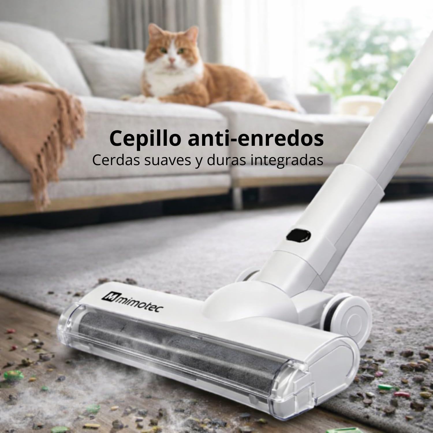 M mimotec Bezprzewodowy odkurzacz miotłowy Twist 11,1 V (Litio), 120 W, ssanie 14 kPa, przednie światło LED, bezworkowy, min, cichy <79 dB, w zestawie ładowarka i filtr