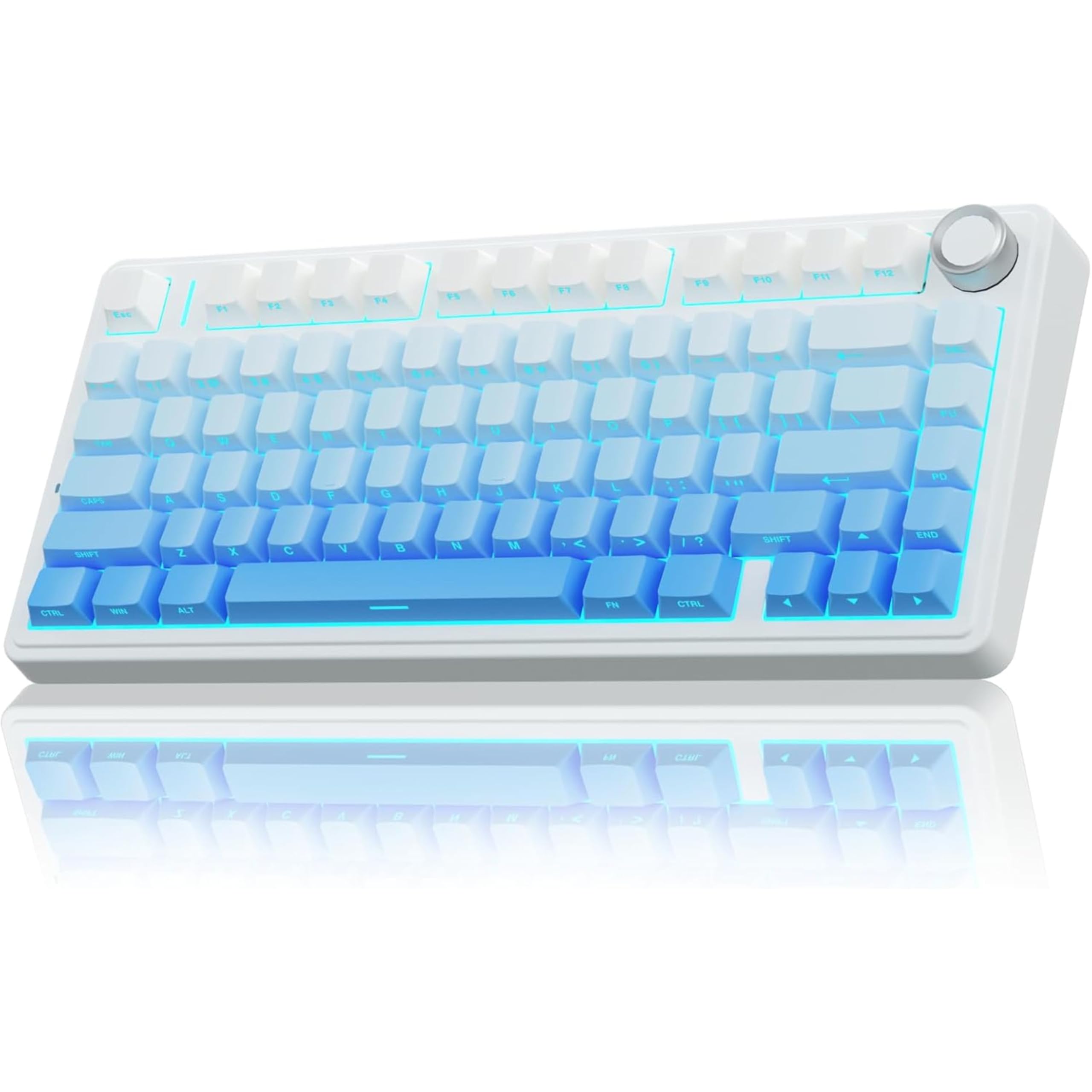 AULA F75 Gasket Mechanical Keyboard, 75% Wireless Hot Swappable Gaming Keyboard with Five-Layer Padding&Knob, Bluetooth/2.4GHz/USB-C, RGB Light. (Blue) (Renewed)