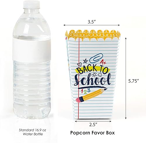 Miniatura 6 de Big Dot of Happiness Regreso a clases - Decoraciones para el primer día de clases y cajas de golosinas de palomitas de maíz para el primer día de