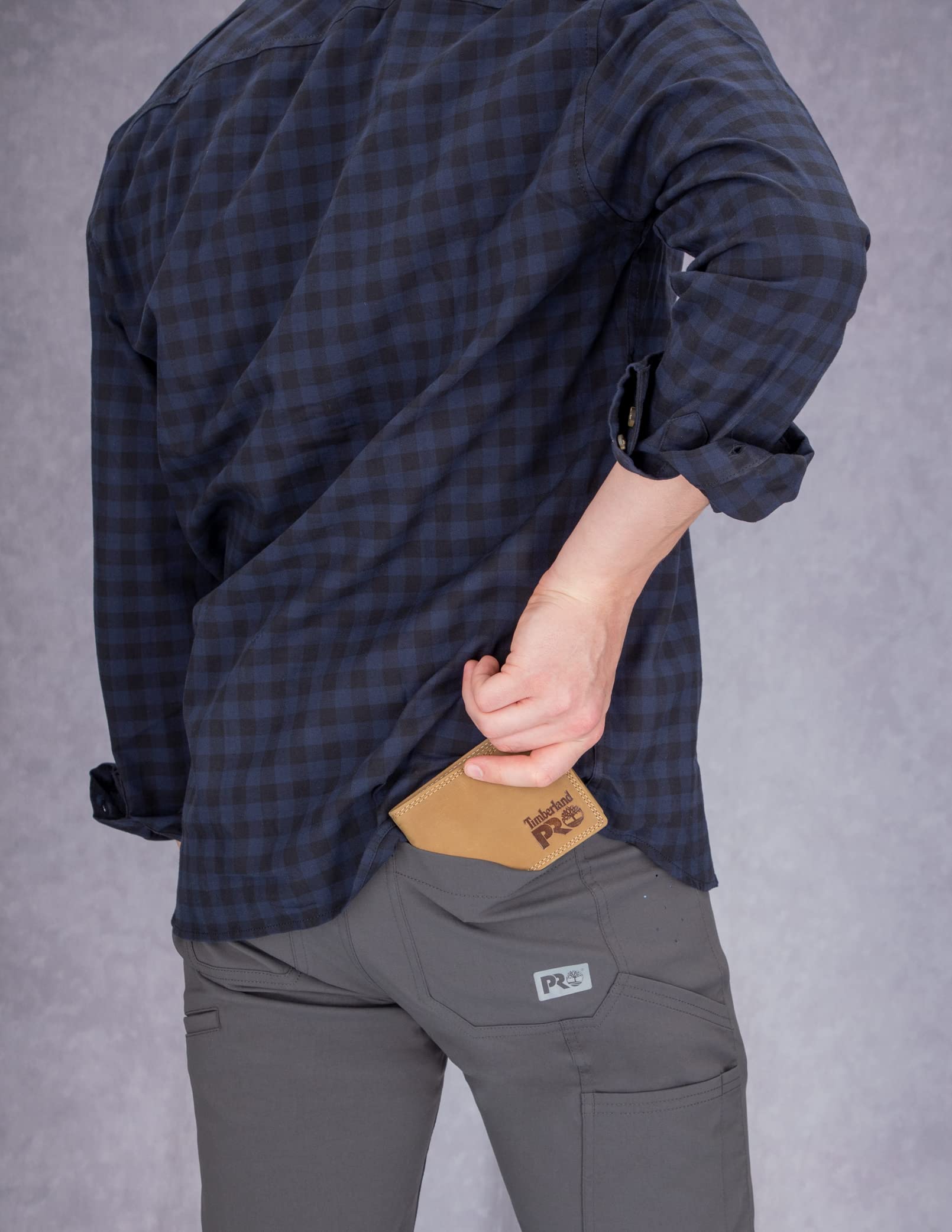 Timberland Pro Cartera RFID de Cuero para Hombre con Bolsillo extraíble para Tarjetas, Trigo/Pullman, Talla única