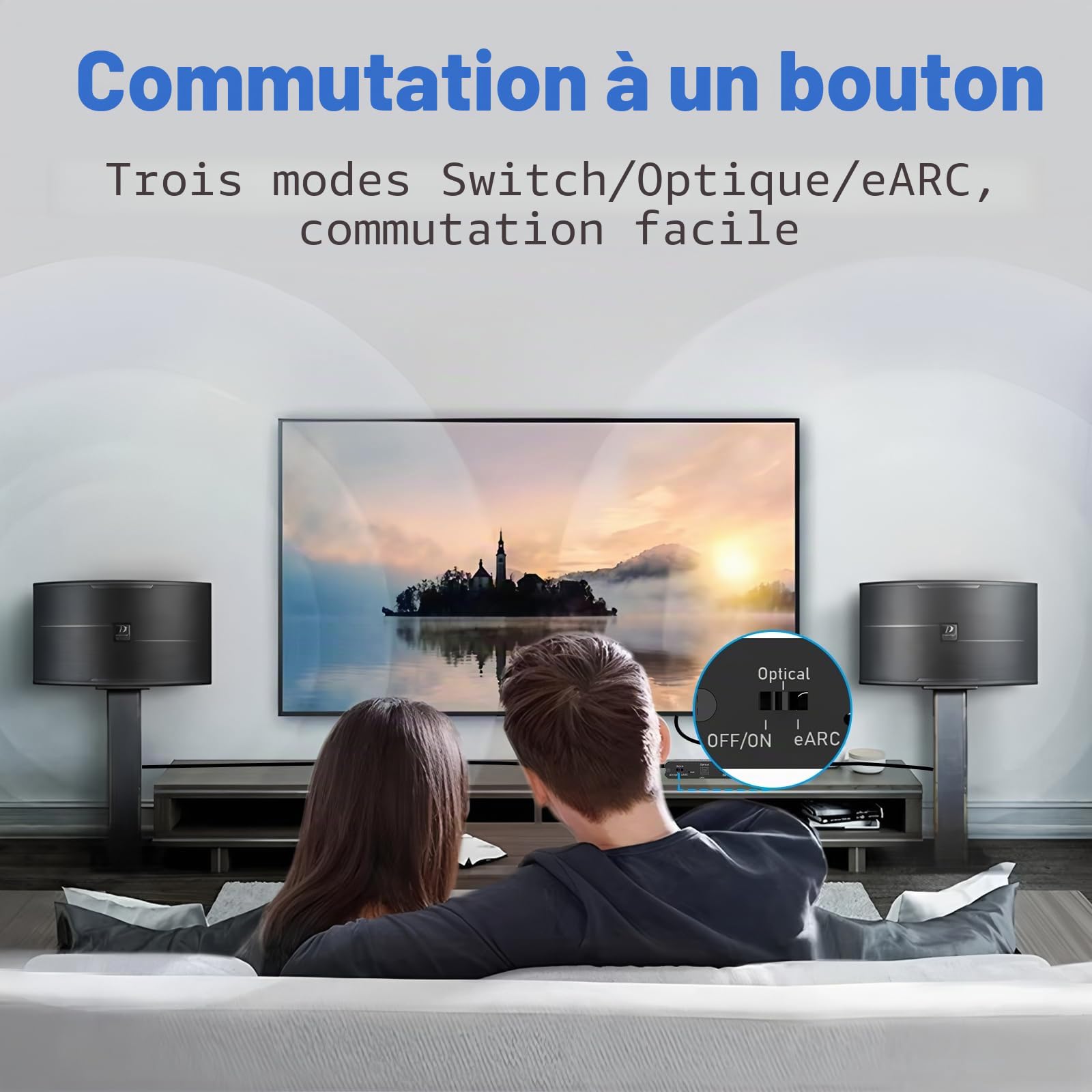 Tendak 192 KHz eARC/ARC Extracteur audio convertisseur audio numérique-analogique HDMI eARC/ARC+optique vers HDMI+L/R+stéréo 3,5 mm pour amplificateur d'enceintes de barre de son HDTV et casques audio