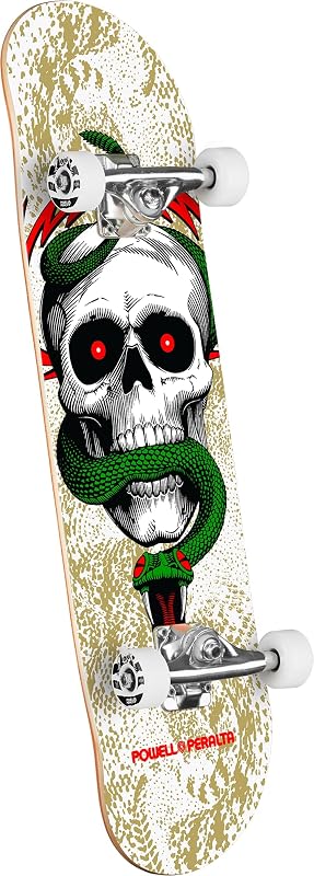 Mike McGill Skull & Snake Skateboard Complete, White/Metallic Gold, 7.75" x 31.08"