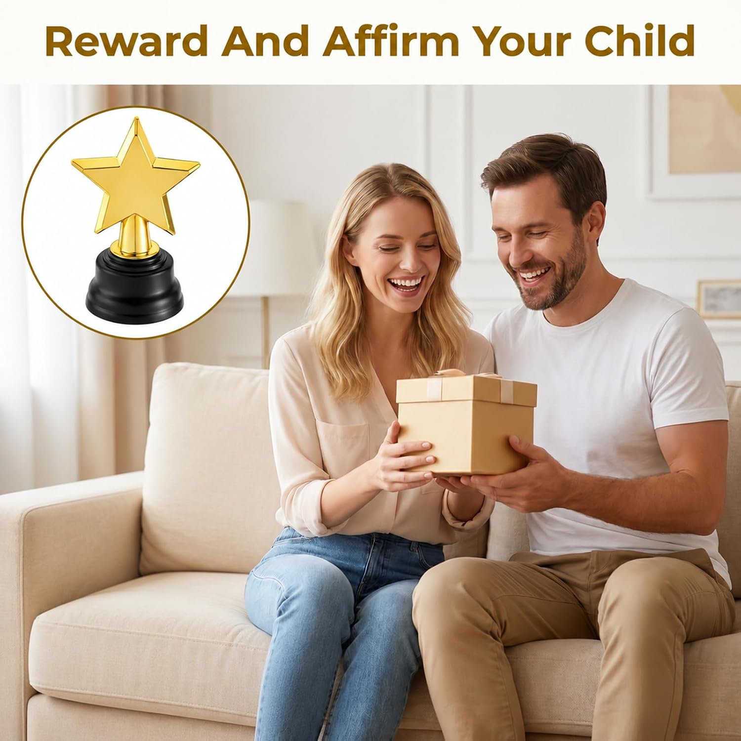 Star Trophy,3.3inch Gold Plastic Star Trophy Award for Party Favors