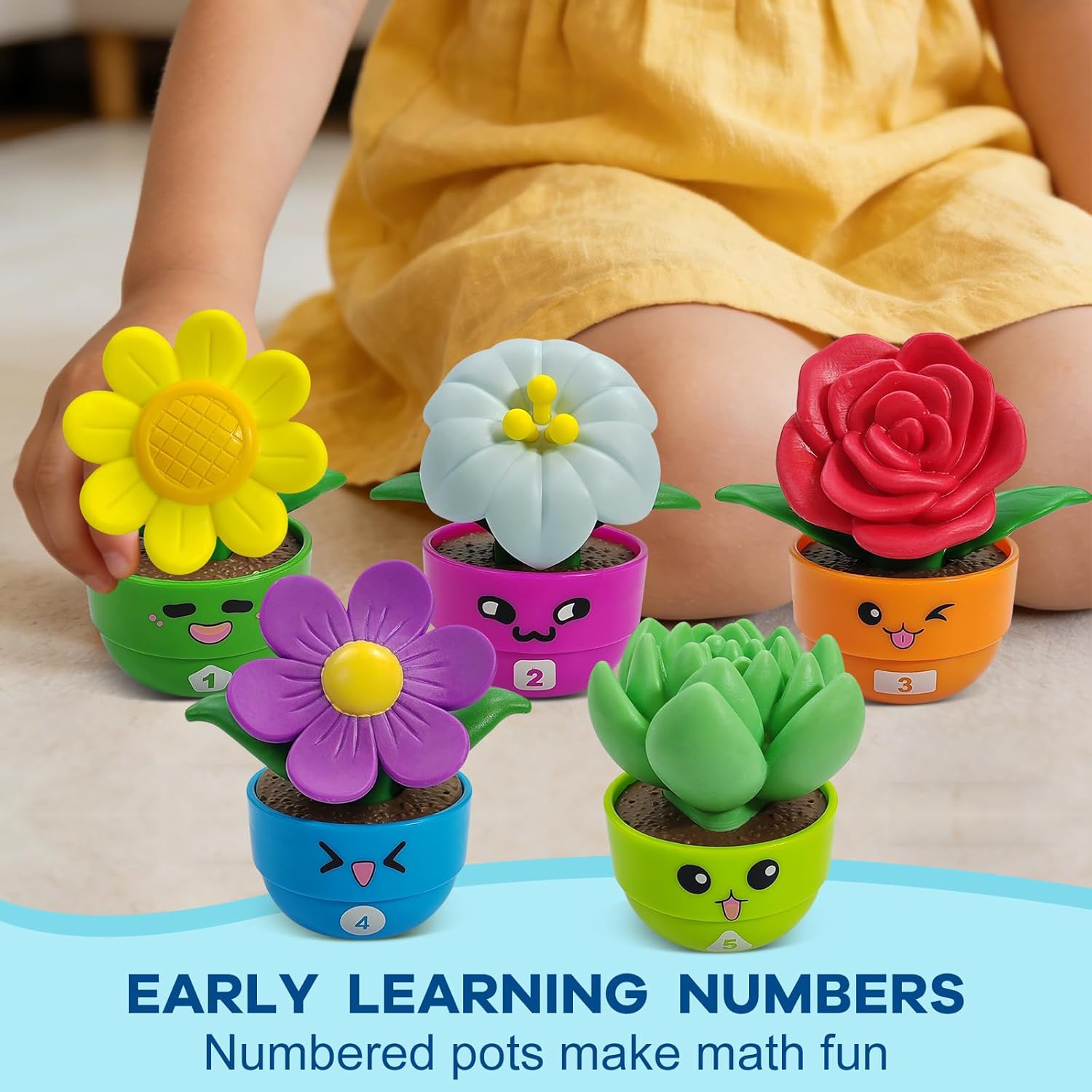 GEERAY 5 Sets Montessori Toddler Flower Garden Toys, Color Shape Sorting & Matching Game for Kids, Spring Toy Sensory Gardening Gift for 1 2 3 Year Old Girls & Boys, Preschool Classroom Learning