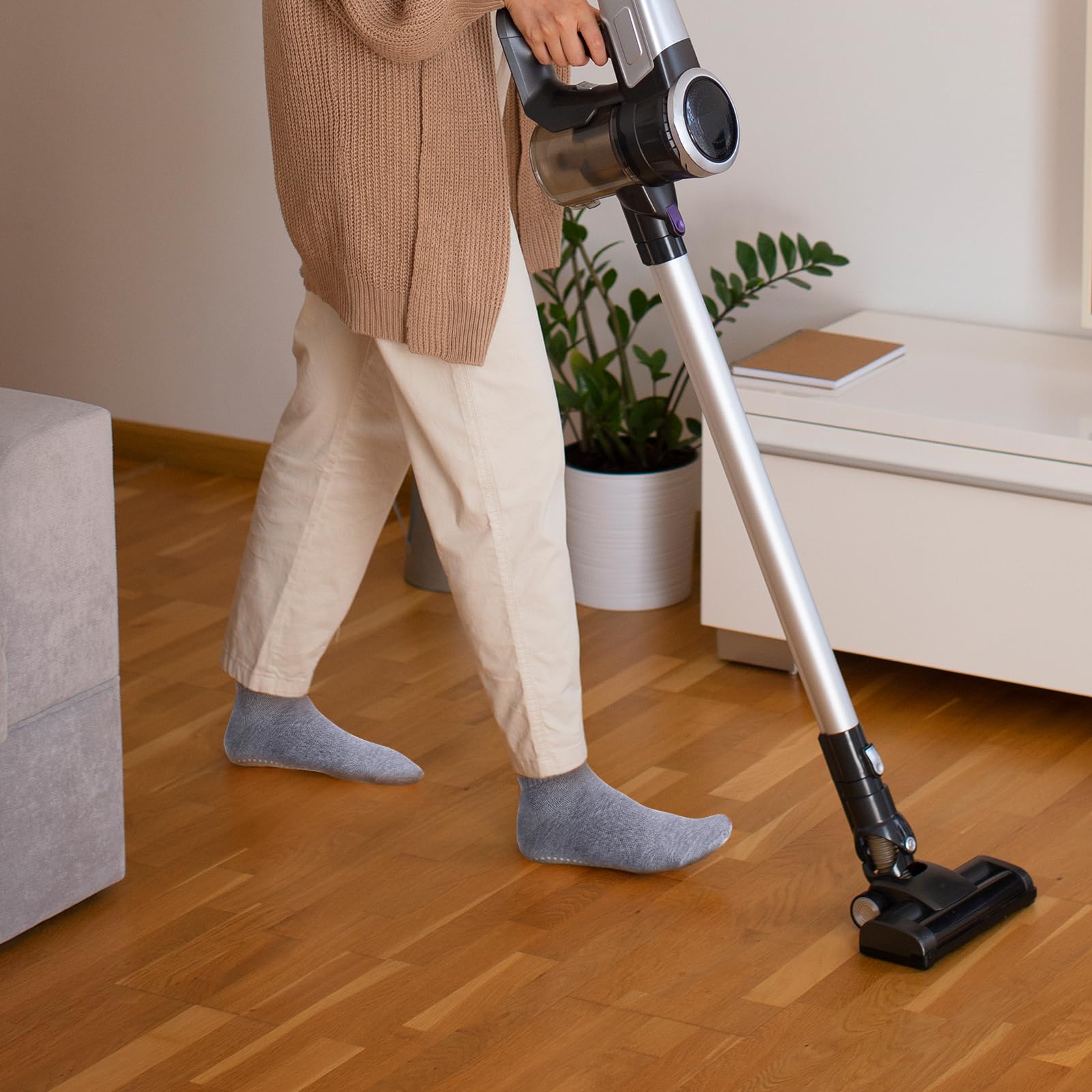 Abeillo 3 Pary Skarpet do Pilatesu i Jogi dla Kobiet i Mężczyzn, Antypoślizgowe z Uchwytami, do Baletu, Treningu Boso, Czarny, Biały, Szary, Medium