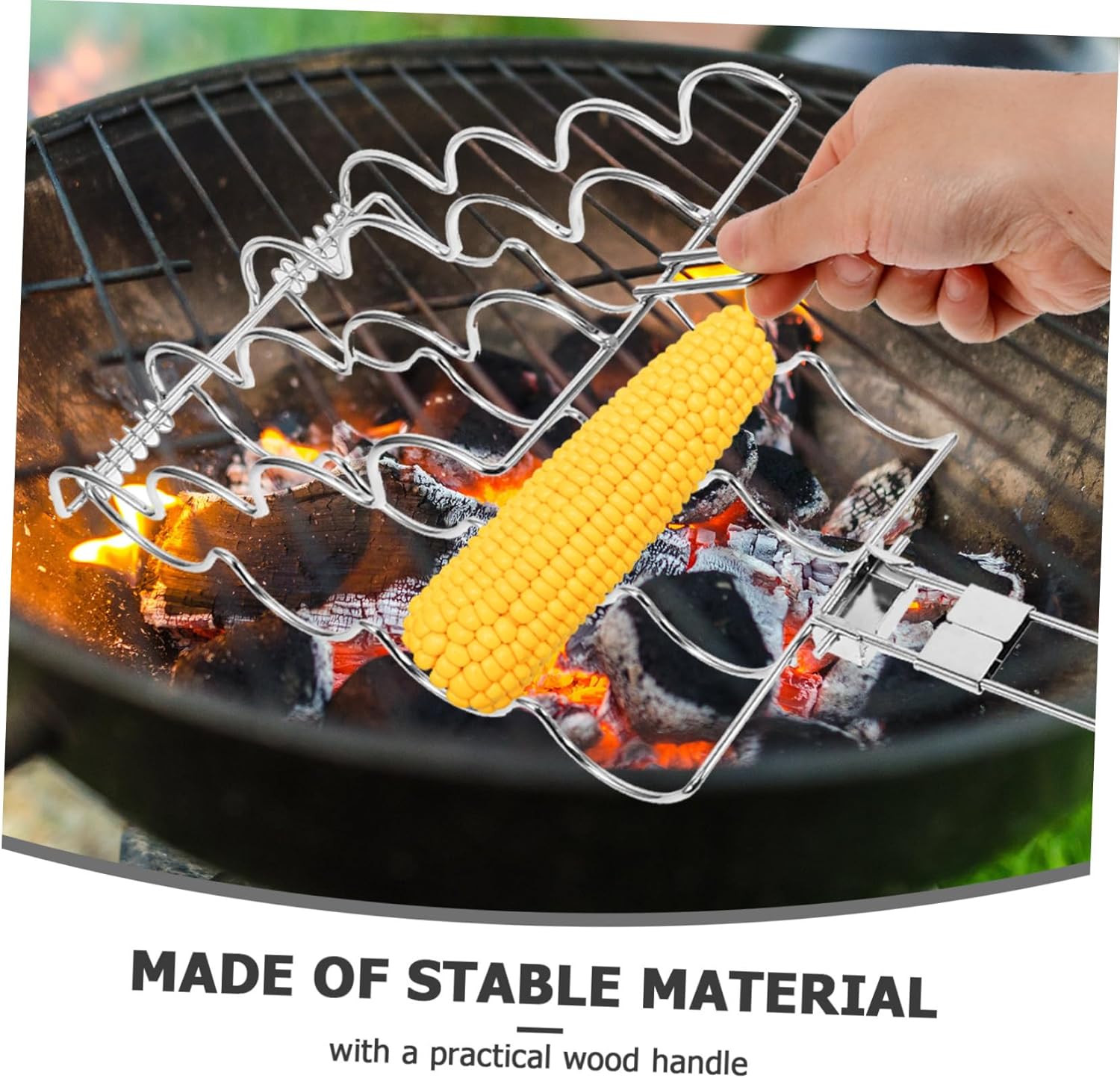 Foldable Corn Grill Rack Portable Bbq Accessory for Outdoor Cooking for Grilling Corn Shrimp Fish Vegetables Durable and Sturdy Design for Home and Picnic Use