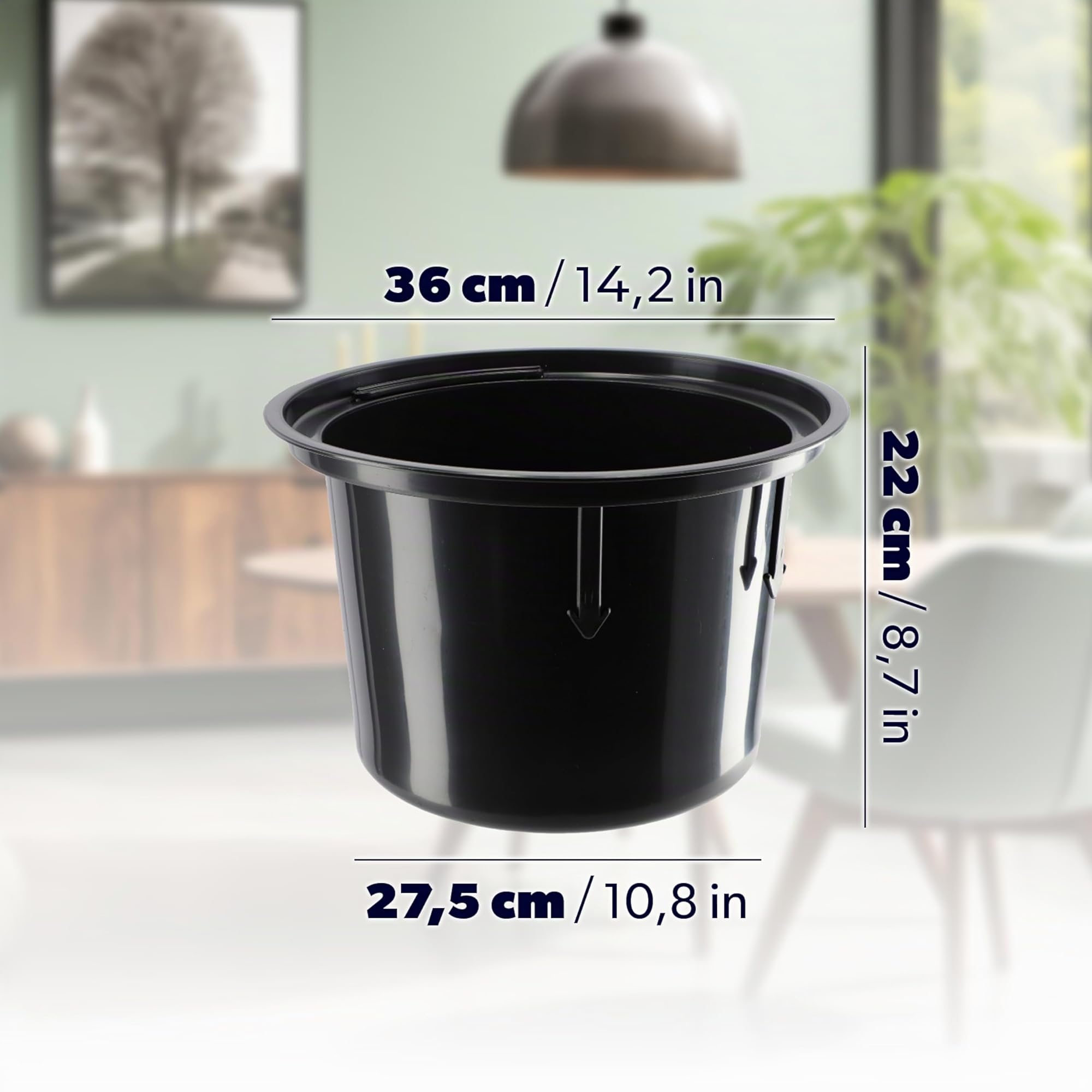 KADAX Vaso da fiori con inserto e manici, vaso in plastica in 5 misure, resistente ai raggi UV, resistente alle intemperie, vaso alto, vaso con effetto 3D (grigio, altezza: 58,5 cm)