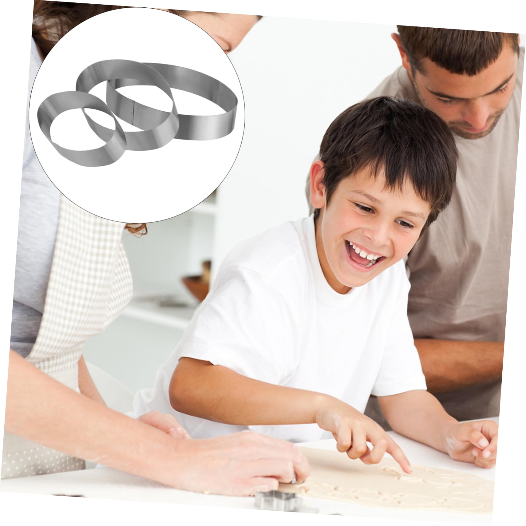 OKUMEYR 3pcs Baking Mold Set Stainless Steel Round Cheese Cake Molds Non-stick Easy Demolding