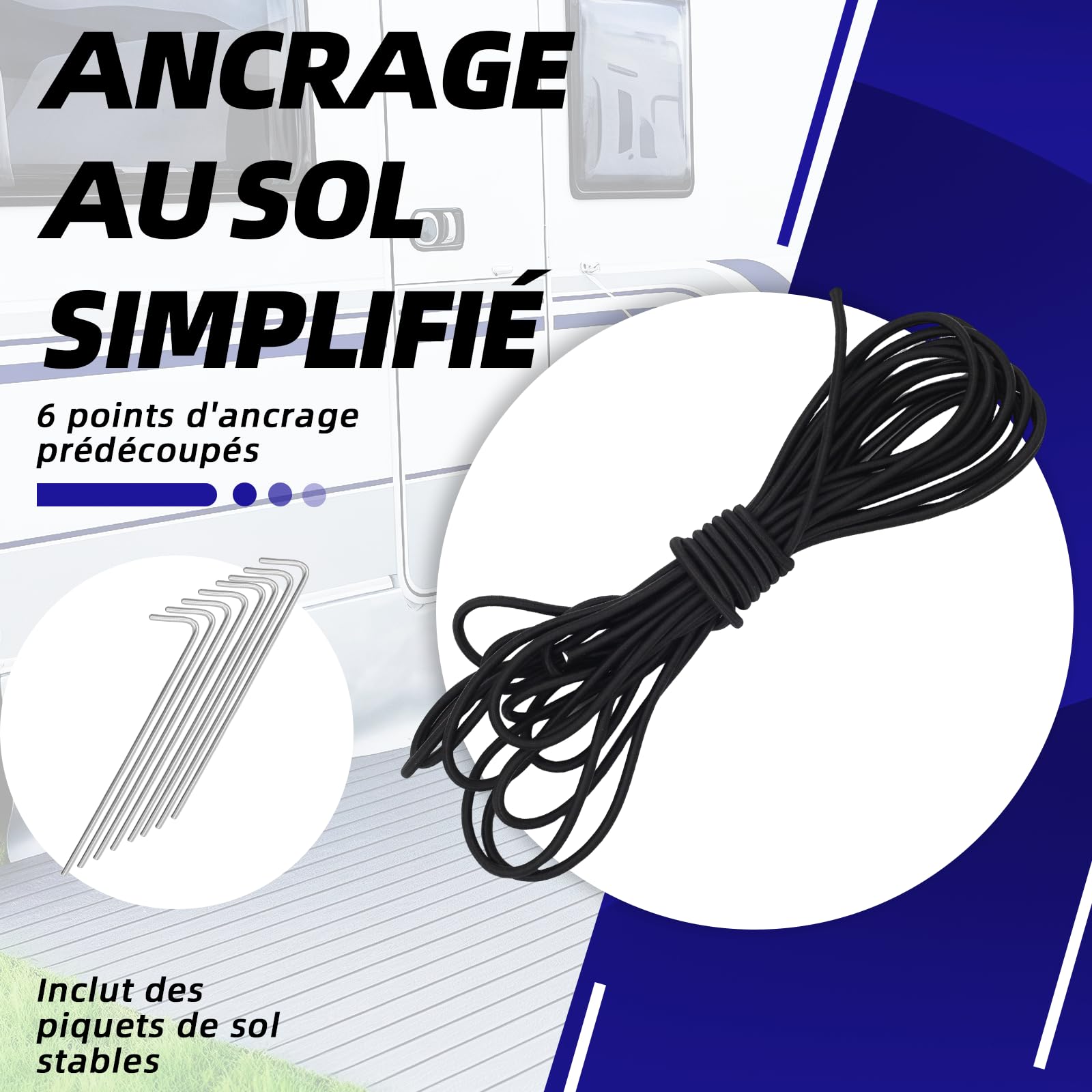Jupe de Sol pour abri de Camping-Car, Dimensions Standard pour Camping-Cars et fourgons aménagés. Convient aux Camping-Cars et fourgons aménagés. 7 x 0,5 m.