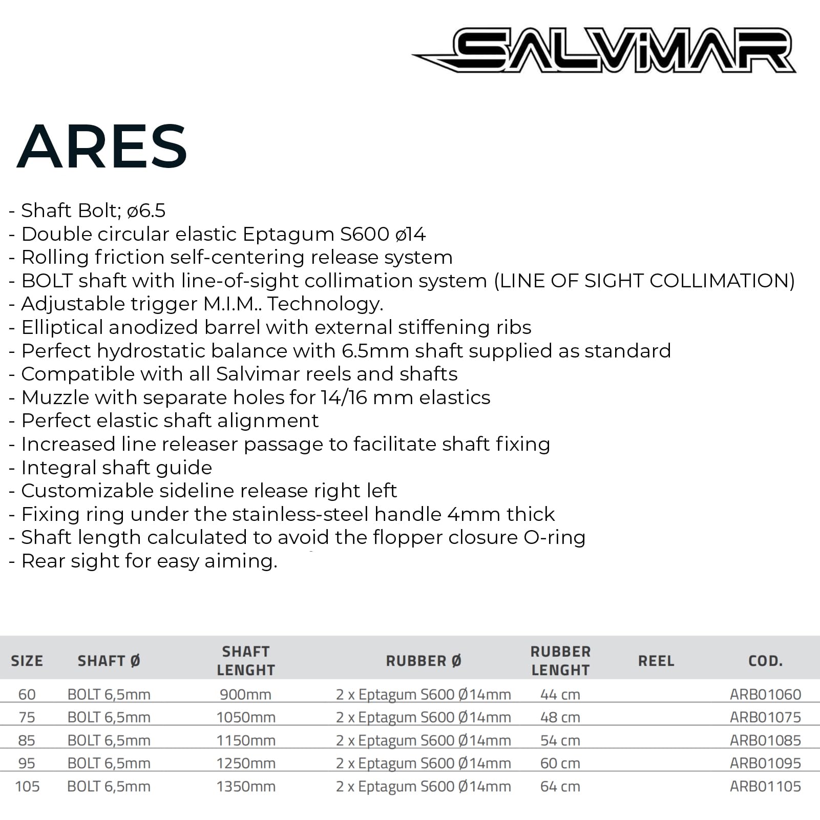 Salvimar Arbalete Ares Impugnatura Neutra 75