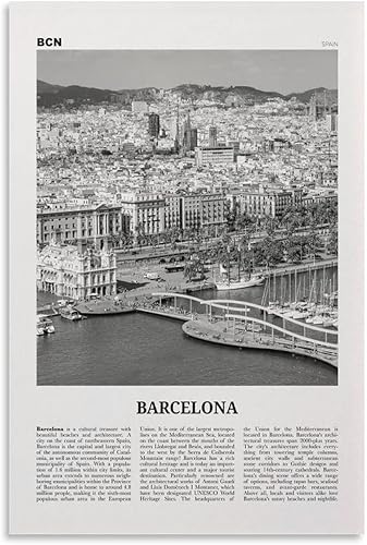 Miniatura 1 de Impresión de Barcelona Océano blanco y negro, arte de pared de Barcelona, póster de Barcelona, foto de Barcelona, póster de arte en lienzo de