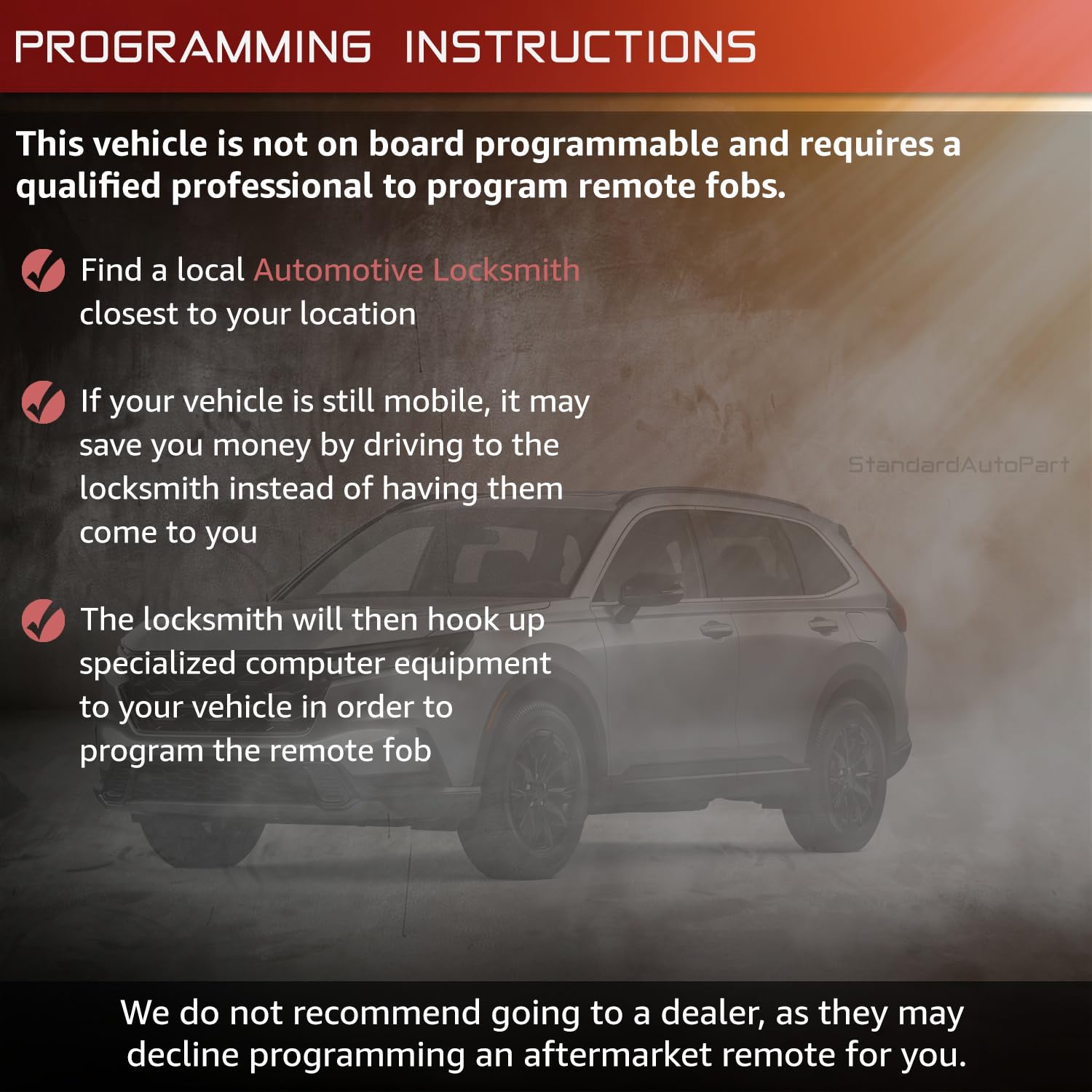 StandardAutoPart Telecomando intelligente per chiave auto compatibile con Honda Accord Civic CR-V HR-V 2022 2023 2024 KR5TP-4 72147-T43-A11 (5 pulsanti RS e Hatch)