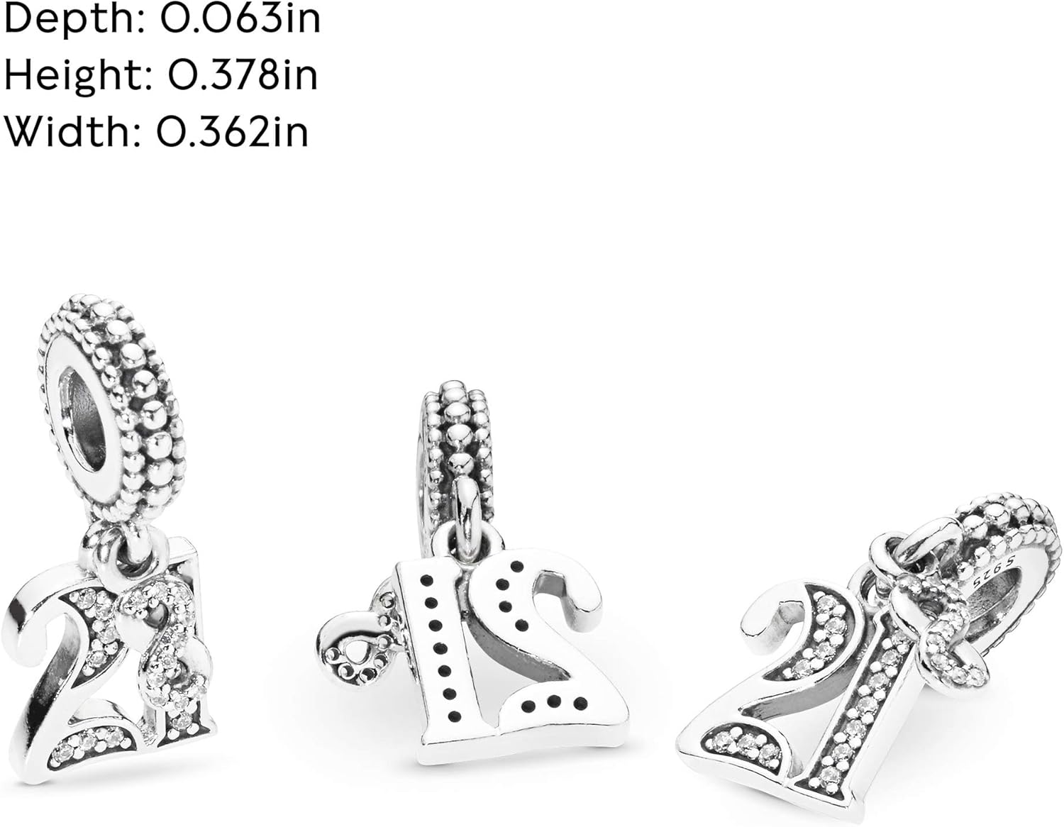 PANDORA 21st Celebration Dangle Charm - Compatible Moments - Sterling Silver with Clear Cubic Zirconia - Gift for Her - Jewelry for Women with Gift Box - Image 6