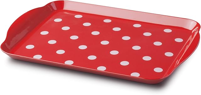 Zeal G201R Melamine Dotty Serving Design Tray (30x21cm) Red