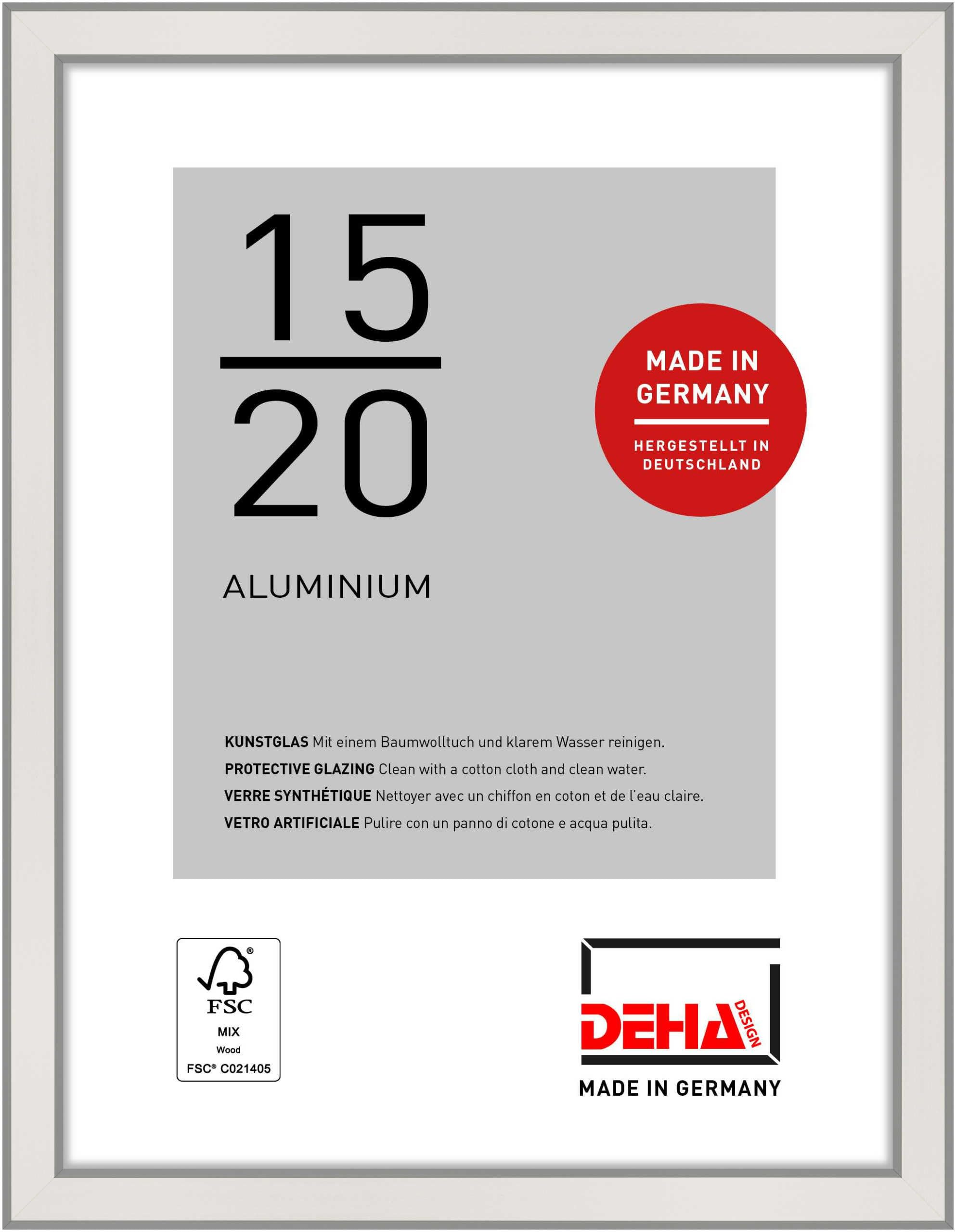 Deha Design Polished Silver Boston Aluminium Picture Frame - 15X20 cm (6X8 in) – Silver - With Synthetic Glass And Push/Turn Clips