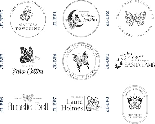 Miniatura 2 de Sello de libro de biblioteca personalizado con hermoso tema de mariposa, estampado personalizado para exquisitas impresiones ex libris, sello en