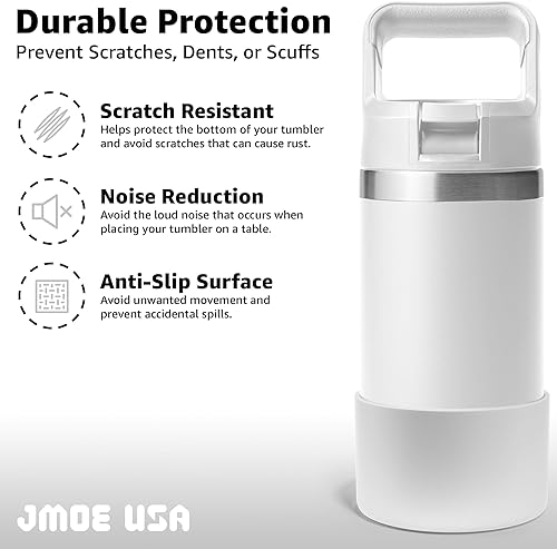 Miniatura 2 de Jmoe USA Bota de silicona para botella Yeti Rambler Jr de 12 onzas, blanca, manga de 0.079 in, antideslizante, protege contra abolladuras y arañazos