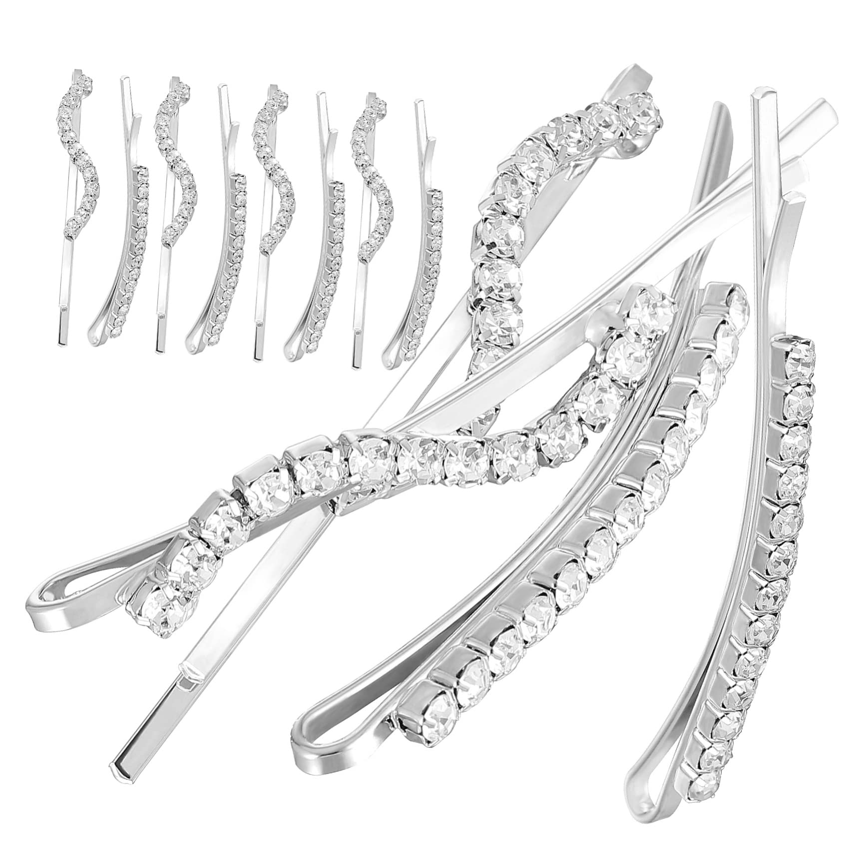 Housoutil 60stücke Strass Haarklammern Metall Haarclips Mit Funkelnden Rhinestones Haarnadeln Für Hochzeiten Und Besondere Anlässe Silberne Bobby Pins Für Damen Und Mädchen