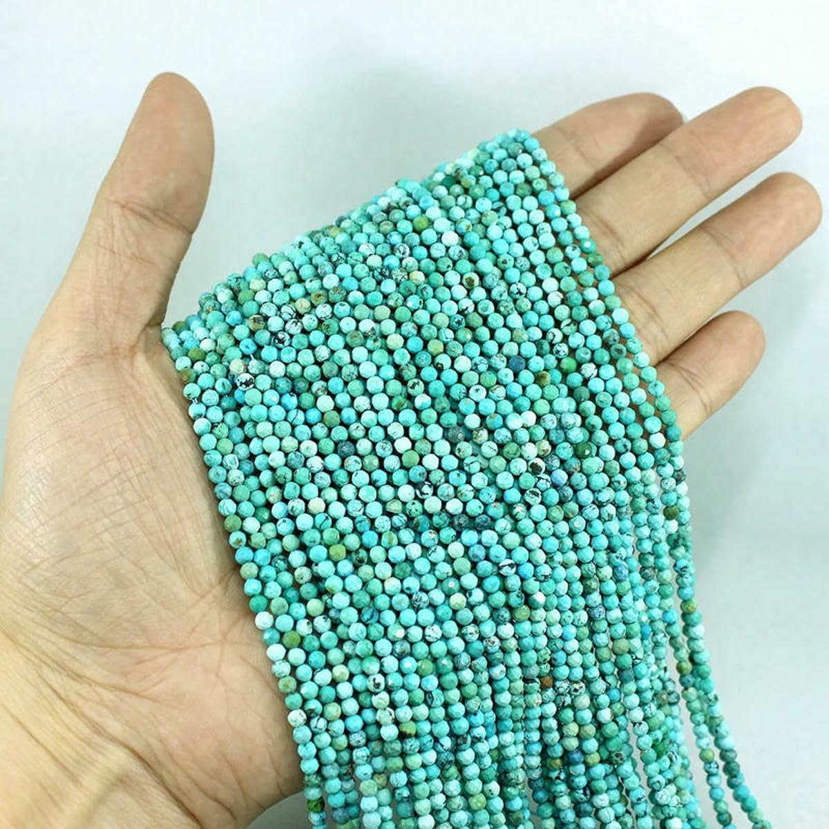 Perles rondes à facettes en turquoise naturelle HuBei de 2/3/4 mm, pour la fabrication de bijoux, bracelets et accessoires, 3 mm