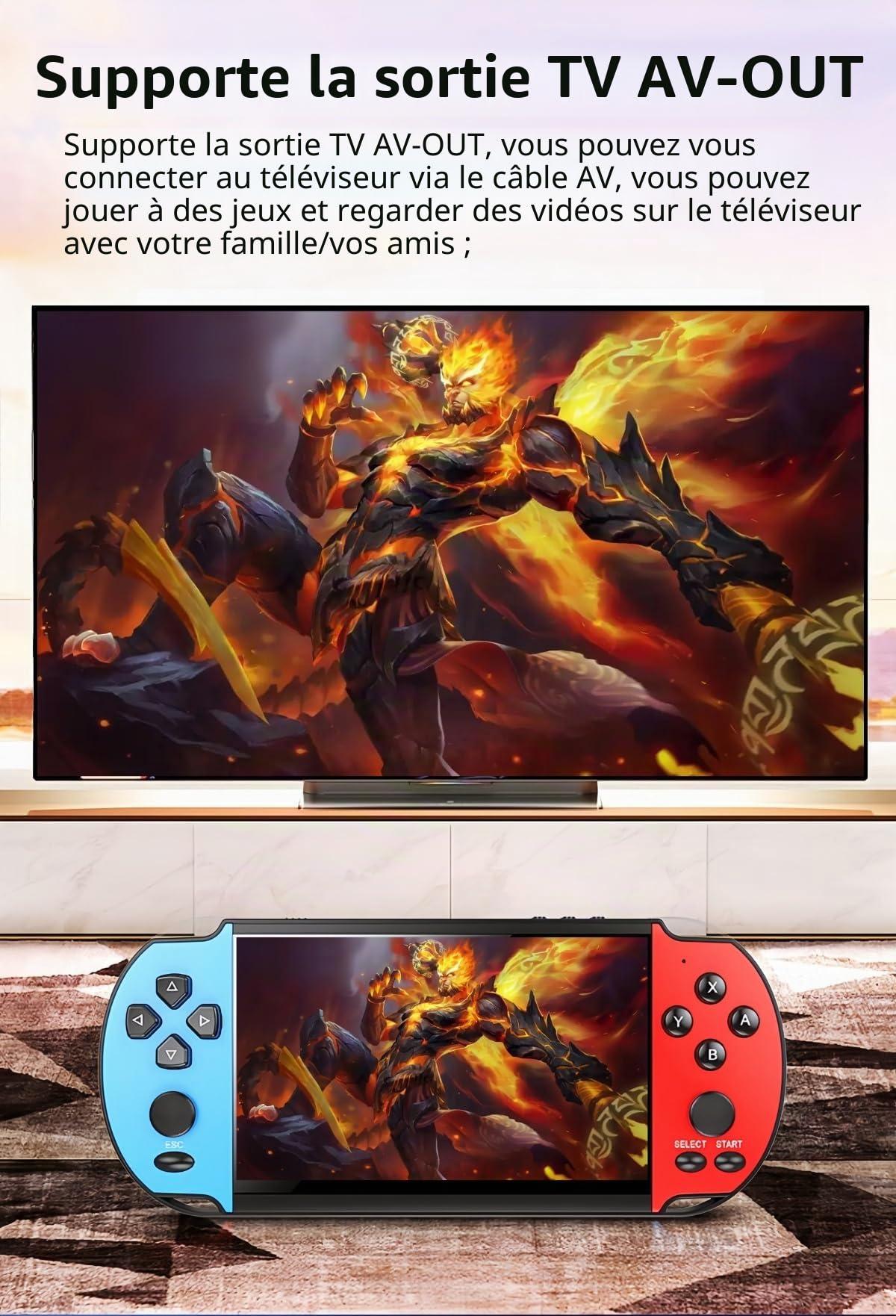 JXD 5,1 Pouces Rétro Console de Jeu Portable Multifonction Émulateurs Multiples Sortie Vidéo/Musique/Livres Numériques/TV Voyage/Plein air/Loisirs Divertissement Cadeau d'anniversaire/de Noël