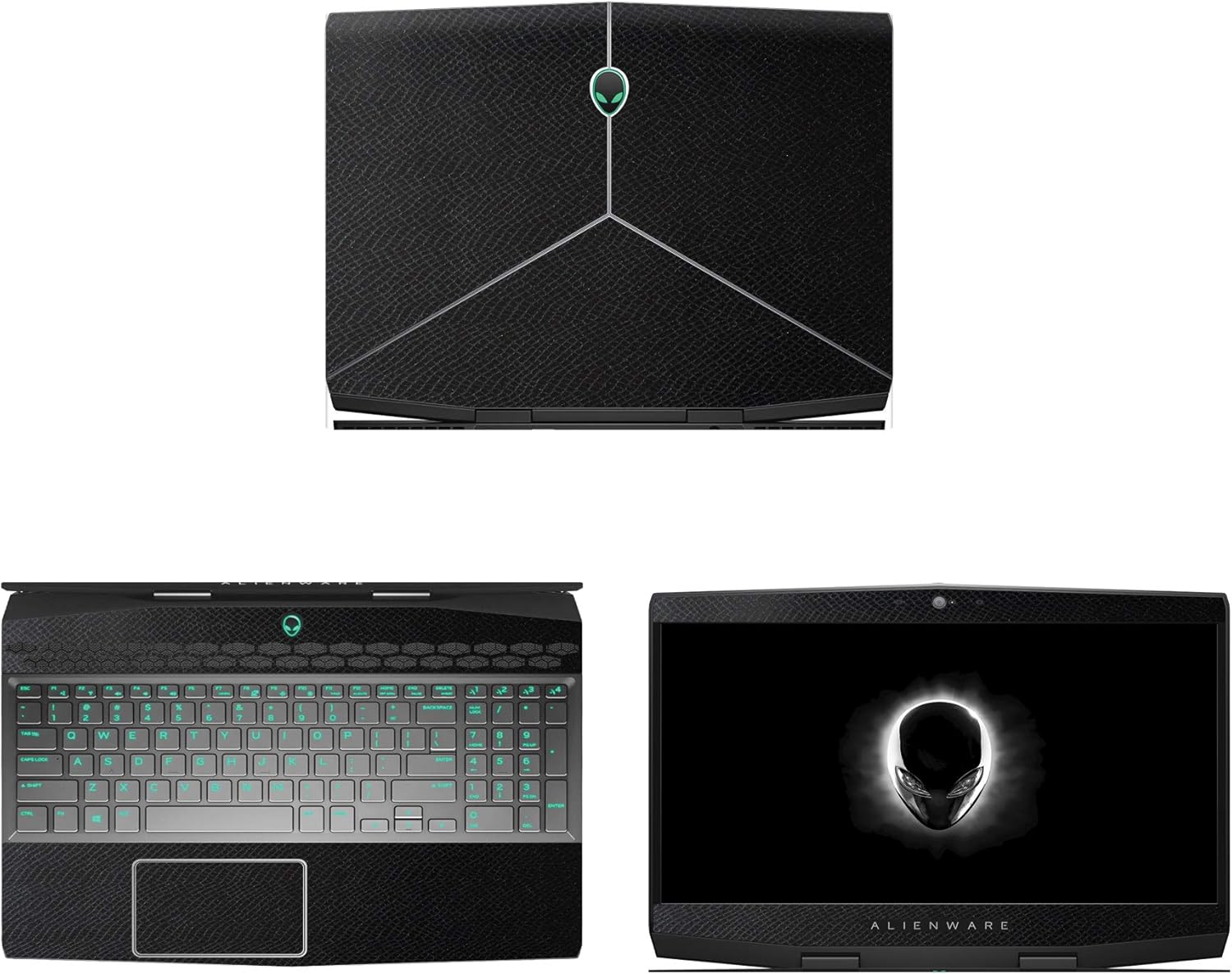 Decalrus - Protective Decal for 2018 Alienware M15 (15.6" Screen) Laptop Black Texture Snake Pattern Skin case Cover wrap SNKalienware18_m15Black