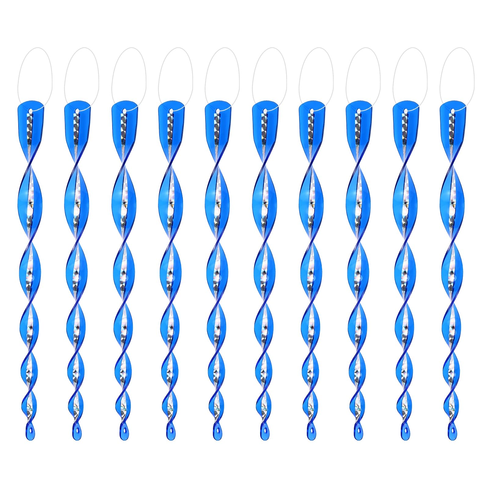 M METERXITY 10-Pack Bird Reflective Rods 12 Inch Laser Spiral Bird Scare Rods Hanging Birds Deterrent Device for Yard/Patio/Garden/Farm/Decoration [Blue]