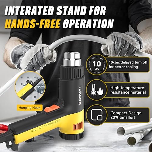 Miniatura 5 de Pistola de calor de calentamiento rápido de 1.5 segundos, compacta pero potente pistola de calor para manualidades, control de temperatura variable