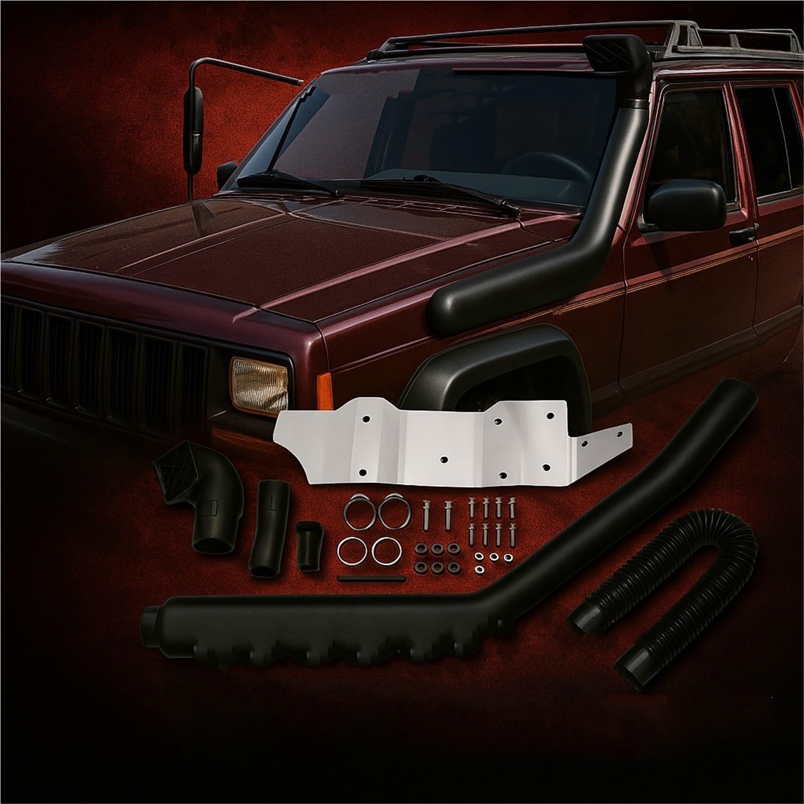 Wlotu Silnika Rura samochodowa Snorkel pasuje do wlotów powietrza Jeep Cherokee XJ LLDPE 1985.1-1995.1 Zestawy wlotu samochodu Maska samochodu Vent Scoop