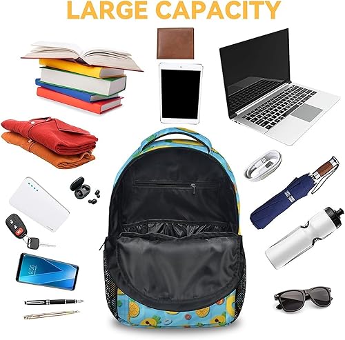 Miniatura 5 de Mochila de piña para niñas, mochilas azules de 16 pulgadas para la escuela, bonita bolsa ligera para niños, 1-2Pineapple, Mochilas Daypack