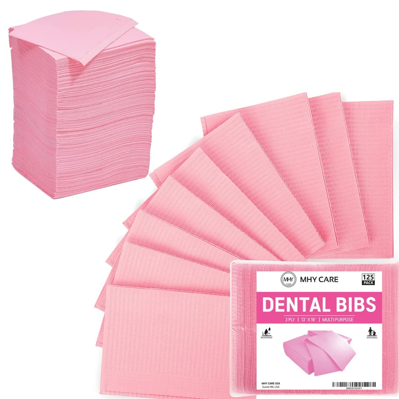125 Pink Disposable Dental Bibs 13" x 18" | Waterproof Tattoo Piercing Patient Bibs : Industrial & Scientific
