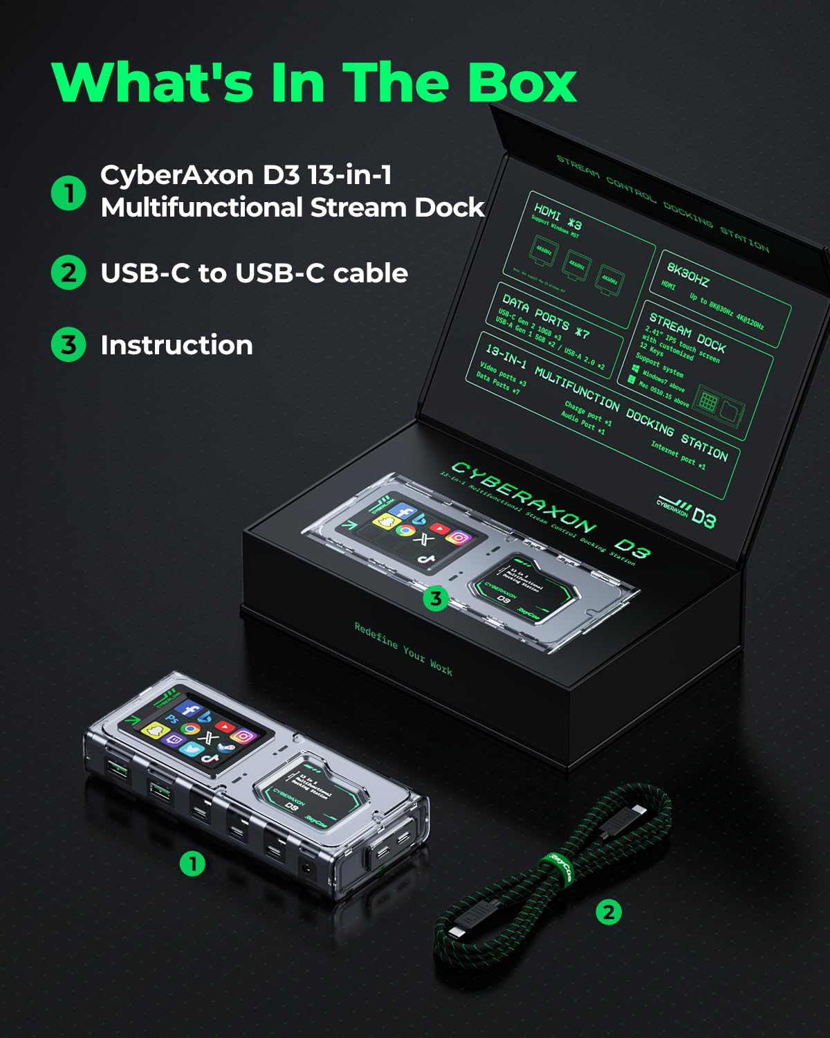 CyberAxon D3: dock di controllo flusso multifunzione 13 in 1