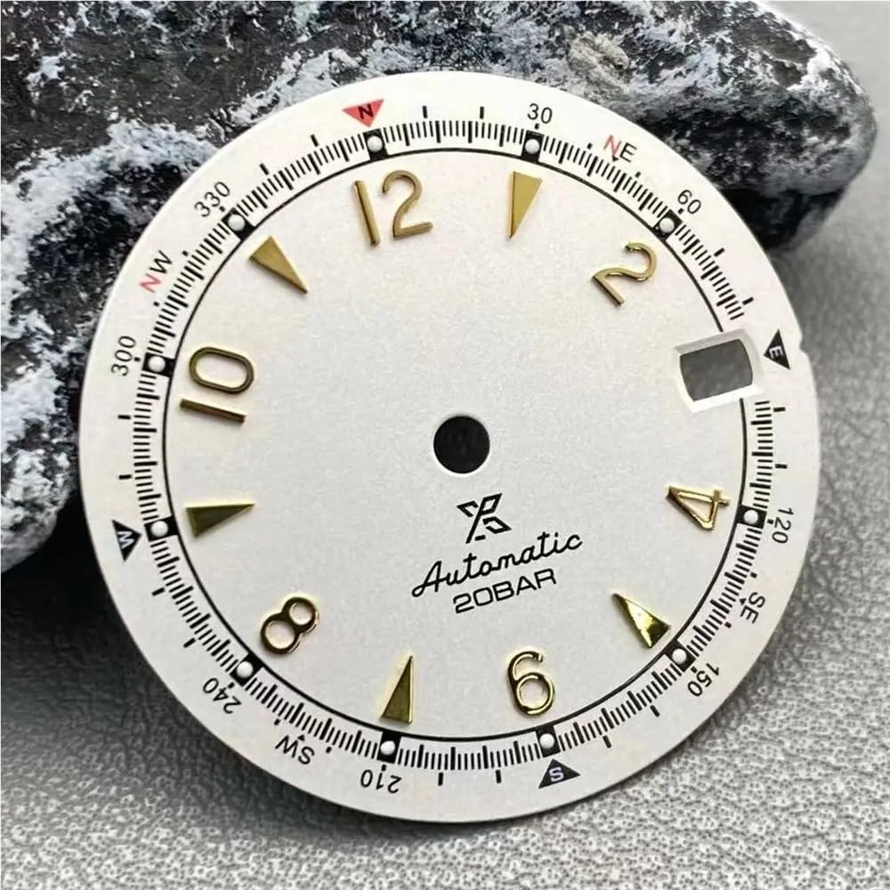 Quadrante retrò orologio verde opaco da 28,5 mm con lancette verdi luminose