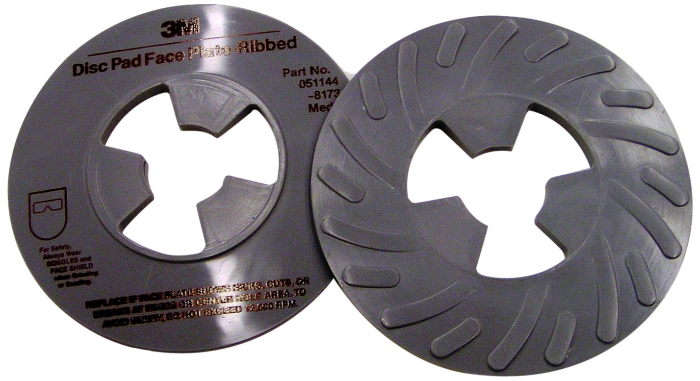 3M(TM) Disc Pad Face Plate Ribbed 28658, Fiber, 4" Diameter, Medium Gray (Pack of 10)