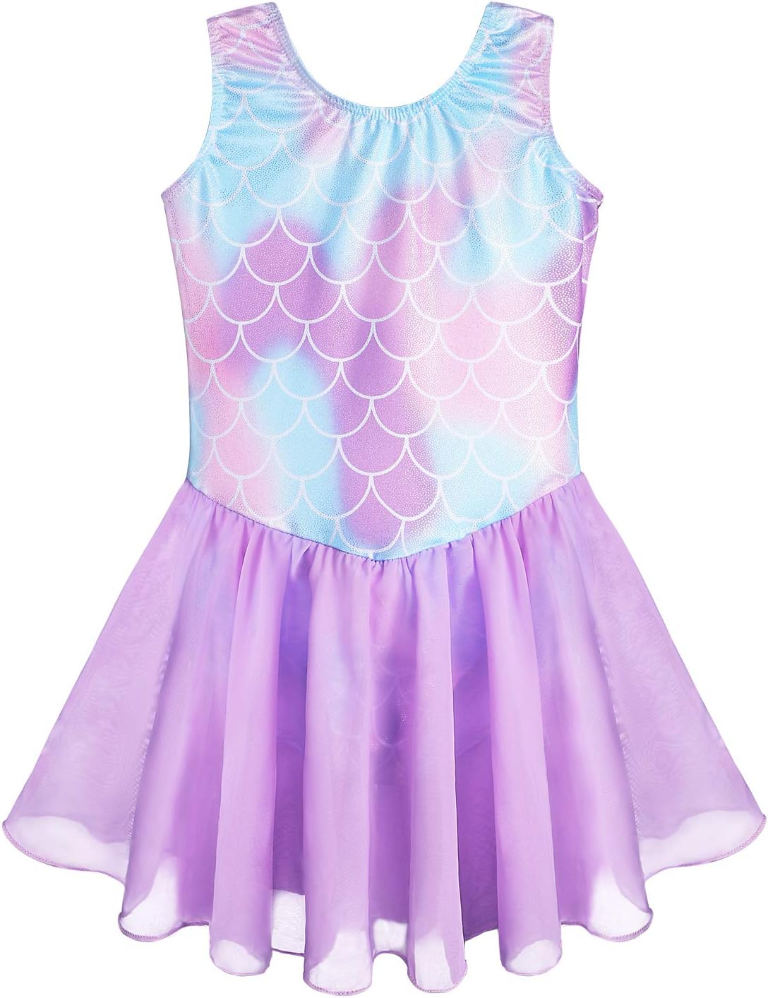 Girls Gymnastics Leotards with Skirt Ballet Tutu Dance Dress Toddler Kid Flutter Sleeve Mermaid Gymnastic Dancewear 2-11Y