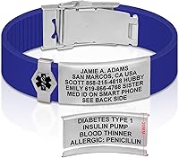 Vista 64 de Divoti Pulsera de identificación de alerta médica grabada personalizada, grabado láser de doble cara, pulsera de silicona, cierre de seguridad