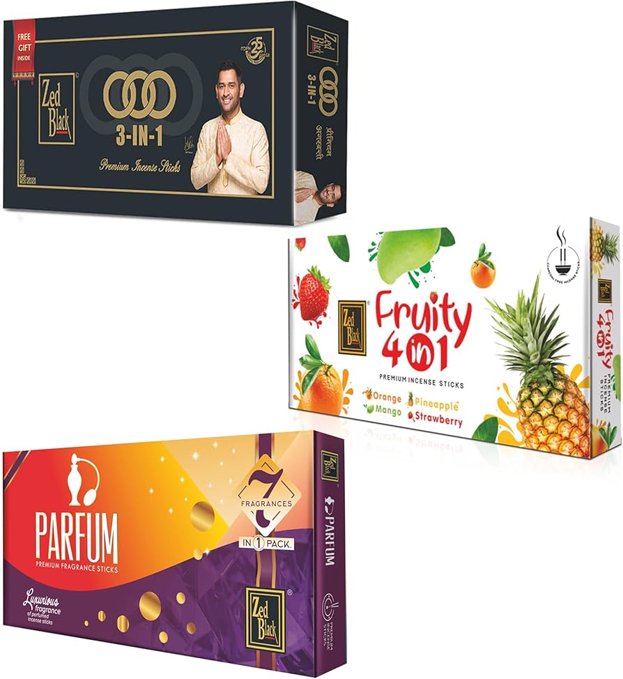 Zed Black Incense Sticks Pack of 3 (in 3 Fragrances of 3 in 1