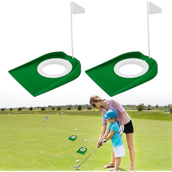 Pack of 2 Golf Putting Cup with Flag, Golf Putting Practice Aids, Golf Training Putter Hole Made of Plastic, for Indoor and O