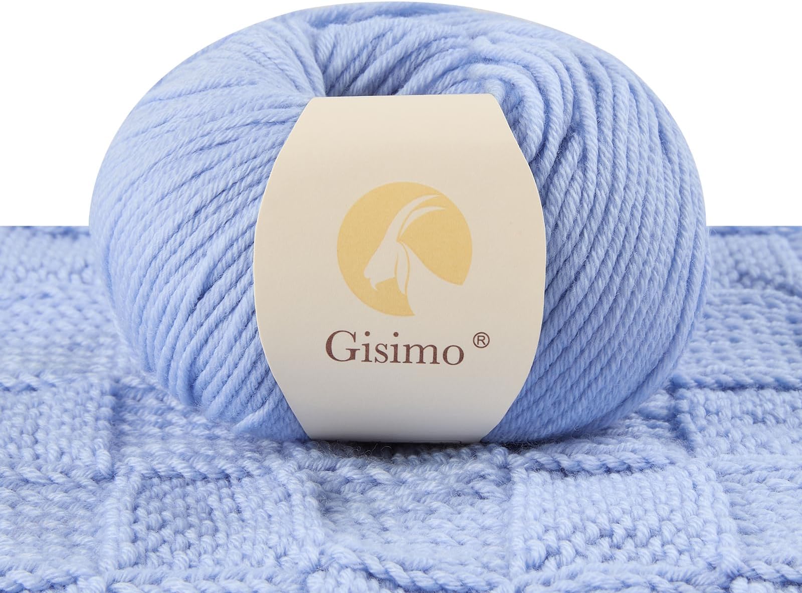 100% Merino Wool Yarn, 6-Ply Luxurious and Soft Yarn for Hand Knitting & Crocheting, 1.76 OZ/50g, 127 yds/116 Meters (Baby Blue, 1 Ball)