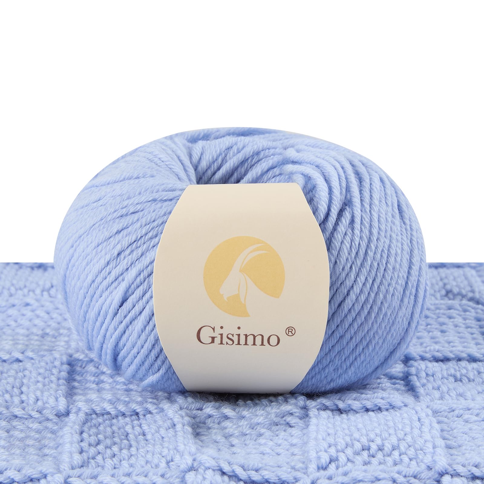 100% Merino Wool Yarn, 6-Ply Luxurious and Soft Yarn for Hand Knitting & Crocheting, 1.76 OZ/50g, 127 yds/116 Meters (Baby Blue, 1 Ball)