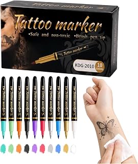 Body Markers – 10 stycken färger tvättbara glitter makeup rita konst | Hudmarkörer för barn tonåringar vuxna hand semester party makeup
