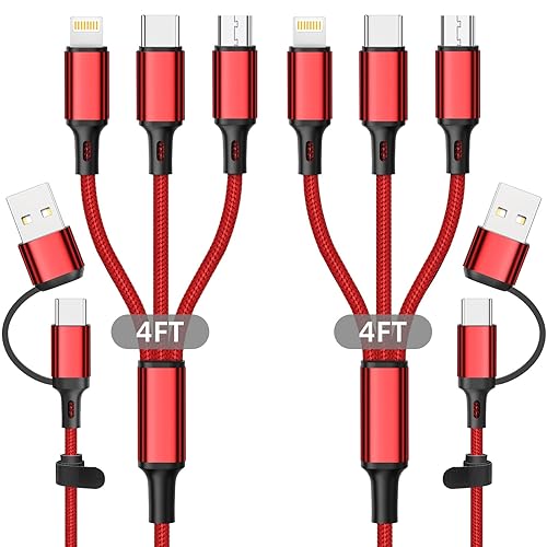 HanCenDa Cable de carga múltiple USB C de 3.9ft, cable de carga universal multiUSB 6 en 1, cable trenzado de nailon USB CA a tipo CiPhoneMicro USB