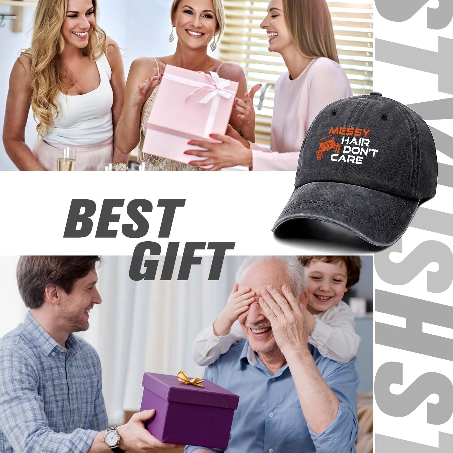 Messy Hair Don't Care Funny Retro Washed Cotton Baseball Cap, Adjustable Lightweight and Breathable Unisex Outdoor Sport Sun Hat, Gifts for Travelers Camper Lover Hunting Dad Mom Friend Coworker - Image 5