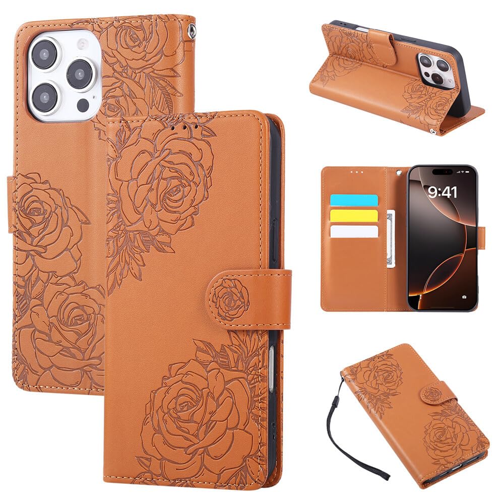 Coque iPhone 13 Pro Max marron style portefeuille pour éviter les rayures d'écran - 7