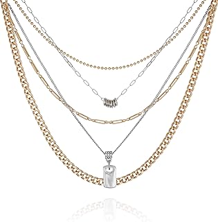 Two Tone Crystal Stone 5 Piece Layered Necklace