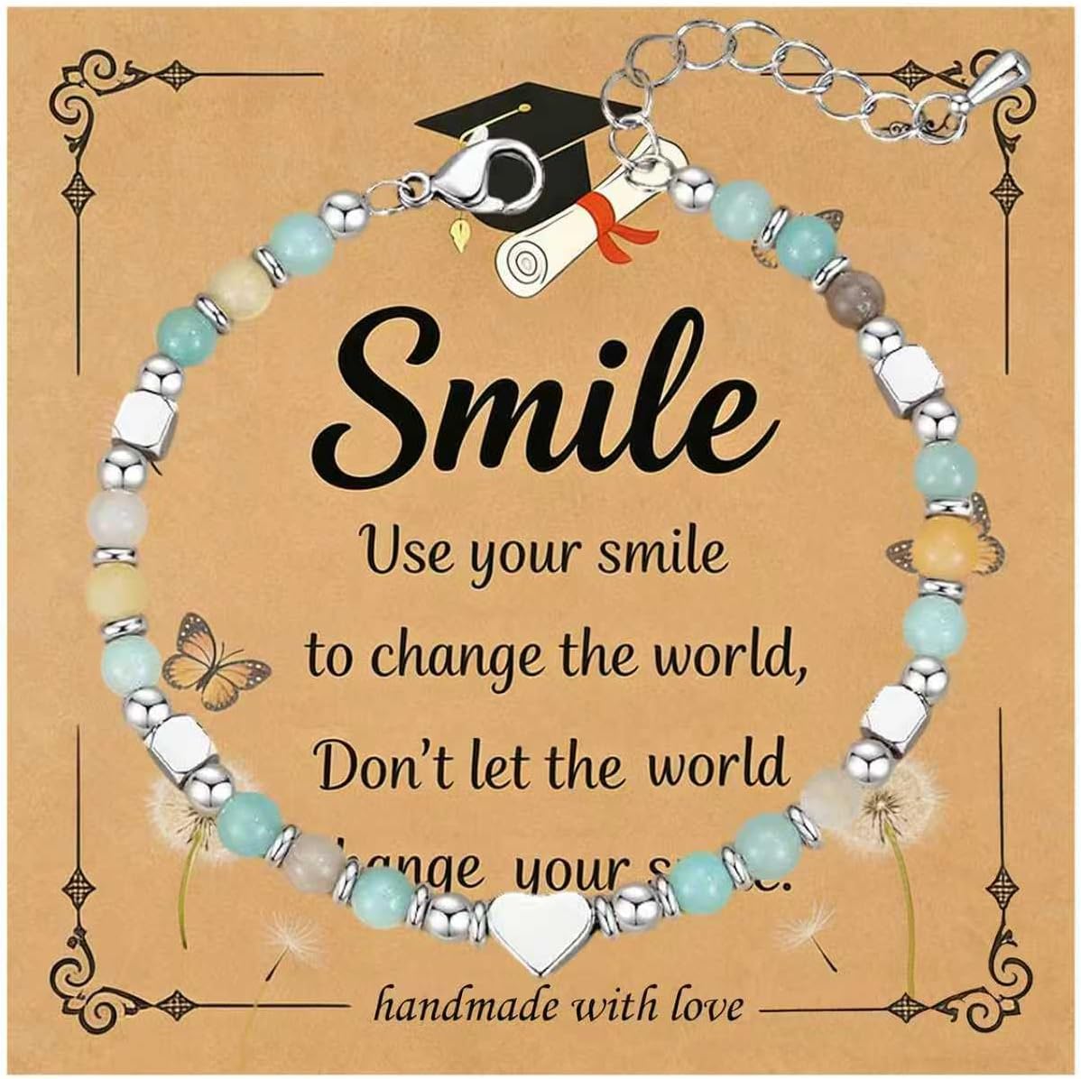 Graduation Gifts， Class of 2026 Natural Gemstone Graduation Bracelet for Her - Gift for Middle School, High School & College Women Graduates